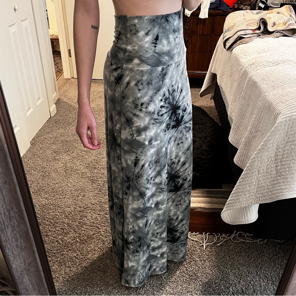 - Black and grey tie dye maxi skirt